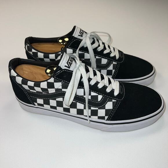 Vans Era Old Skool Ward Checkerboard Trainers Shoes Black White Suede Size 9 - Picture 1 of 13